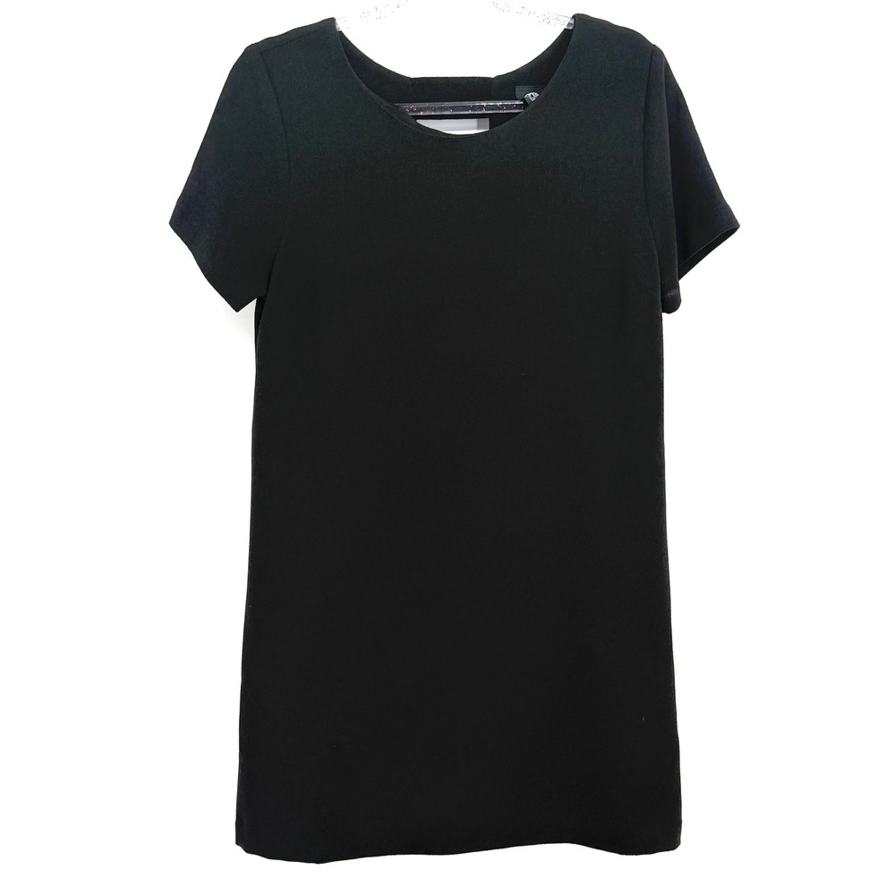 Bobeau Black Short Sleeve Shift Dress Cutout Strappy V-Back Womens Sz M